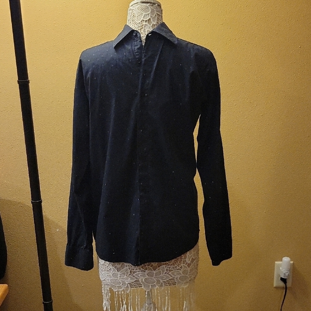 191 Unlimited Blue Casual Button Down Shirt